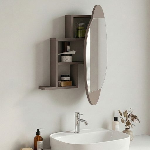 Szafka łazienkowa z lustrem, jasny mocha