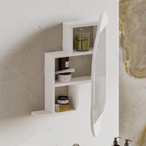 Szafka łazienkowa z lustrem, biała