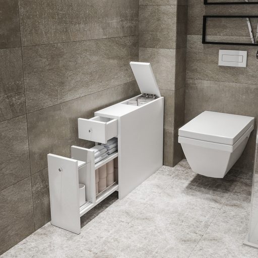 Wąska szafka łazienkowa, 60x55x20cm Biała