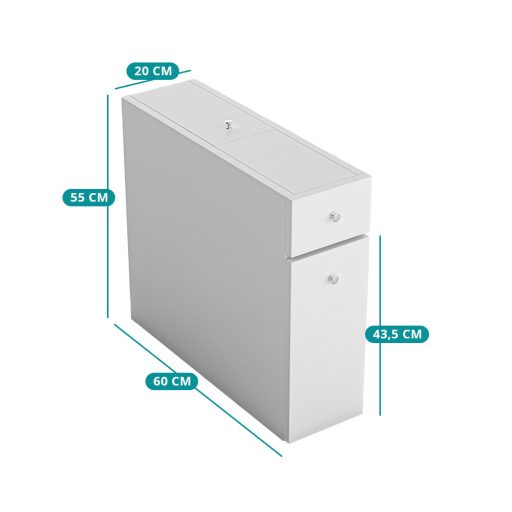 Wąska szafka łazienkowa, 60x55x20cm Biała