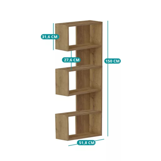 Regał 150x51.8x31.6cm, Dąb
