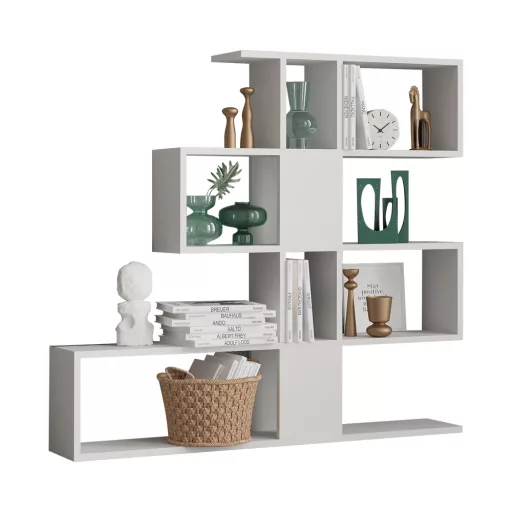 Modern aszimmetrikus polc 120x109x20cm fehér