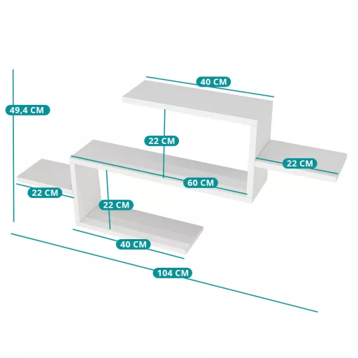 Półka ścienna 104x49,4x14,5cm Biała