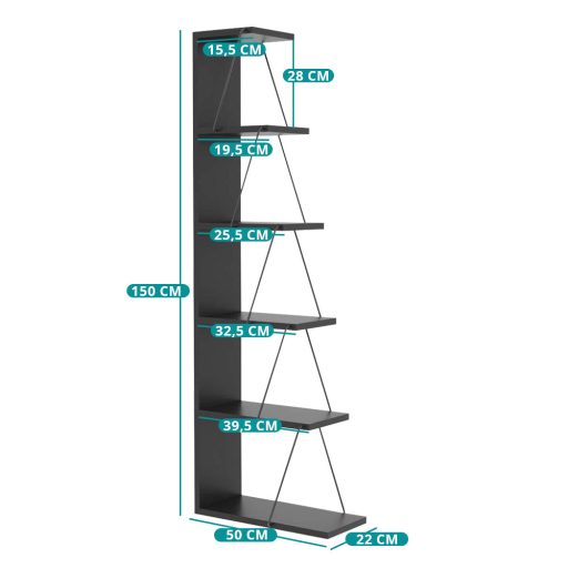 Regał 150x50x22, antracytowy