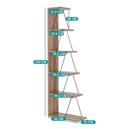 Półka na książki sosnowa 150x50x22