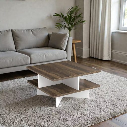 Stolik kawowy 60x31,2x60cm, Orzech-Biały