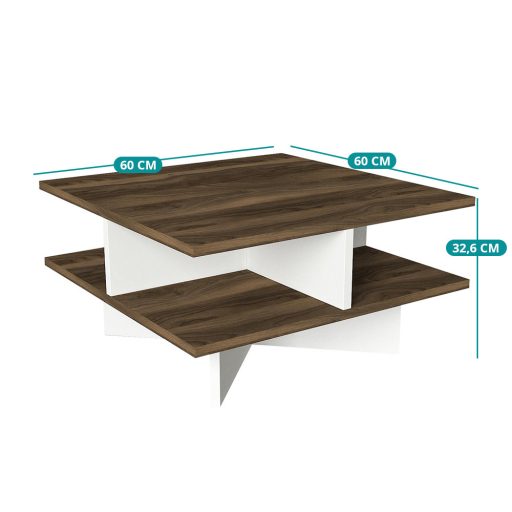 Stolik kawowy 60x31,2x60cm, Orzech-Biały