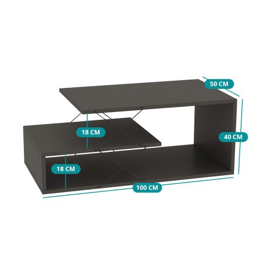 Stół kawowy 100x40x50cm, Antracytowy