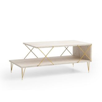 Stół kawowy z metalowymi nogami 100x40x50cm, złoty