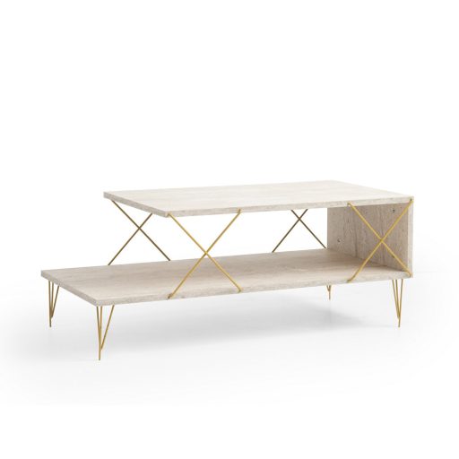 Stół kawowy z metalowymi nogami 100x40x50cm, złoty