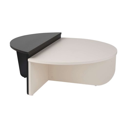 Okrągły Stół Kawowy 90x30x60cm, Czarny-Biały