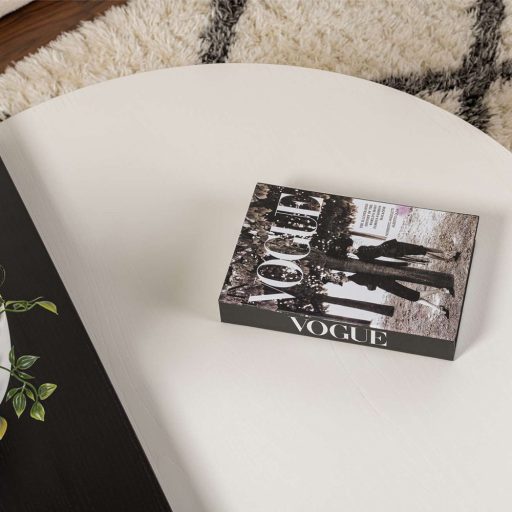 Okrągły Stół Kawowy 90x30x60cm, Czarny-Biały