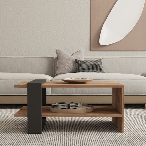 Stół kawowy 80x35x55cm, Dąb-Antracyt