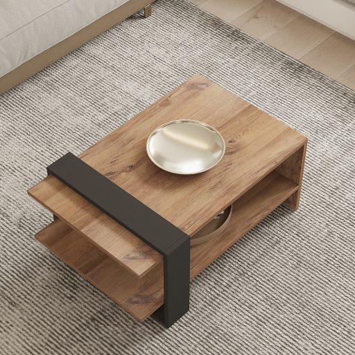 Stół kawowy 80x35x55cm, Dąb-Antracyt