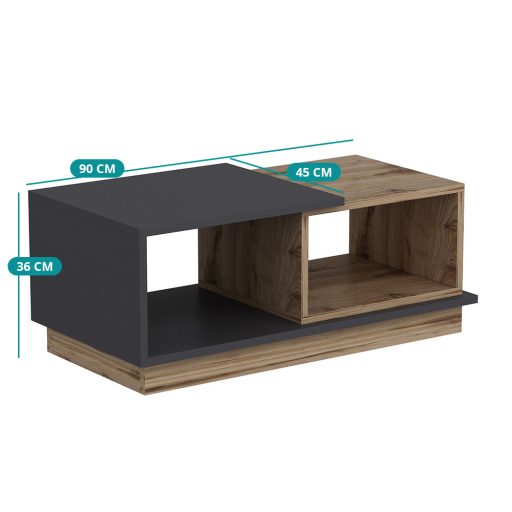 Stół kawowy 90x36x45cm, Antracyt-Dąb