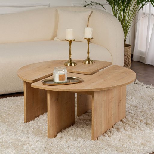 Okrągły Stolik Kawowy 90x41cm, Dąb