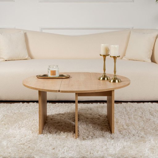 Okrągły Stolik Kawowy 90x41cm, Dąb