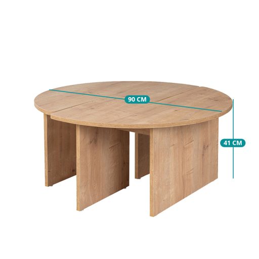 Okrągły Stolik Kawowy 90x41cm, Dąb
