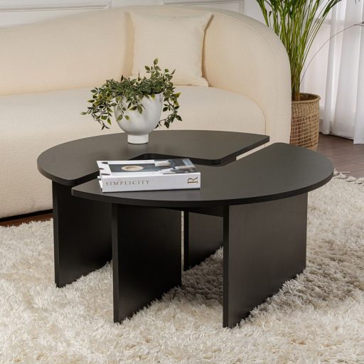 Okrągły Stół Kawowy 90x41cm, Czarny