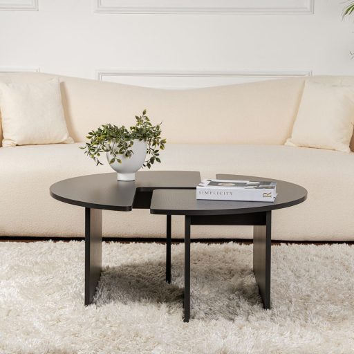 Okrągły Stół Kawowy 90x41cm, Czarny