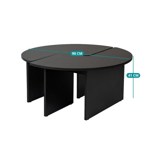 Okrągły Stół Kawowy 90x41cm, Czarny