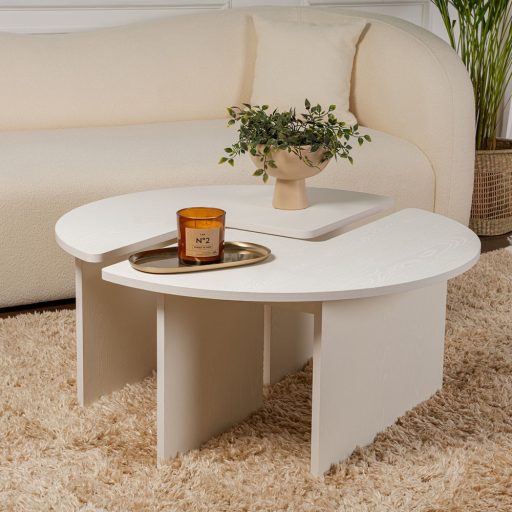 Okrągły Stół Kawowy 90x41cm, Biały