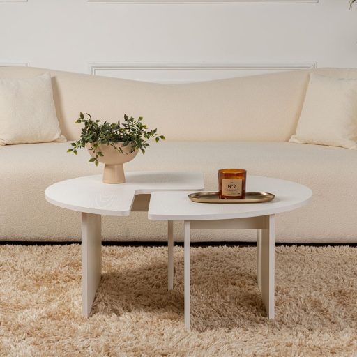 Okrągły Stół Kawowy 90x41cm, Biały