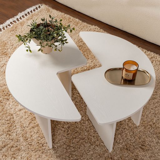 Okrągły Stół Kawowy 90x41cm, Biały