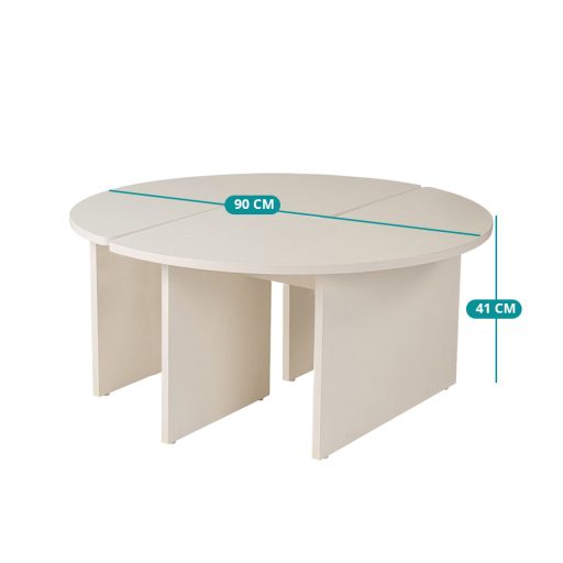 Okrągły Stół Kawowy 90x41cm, Biały