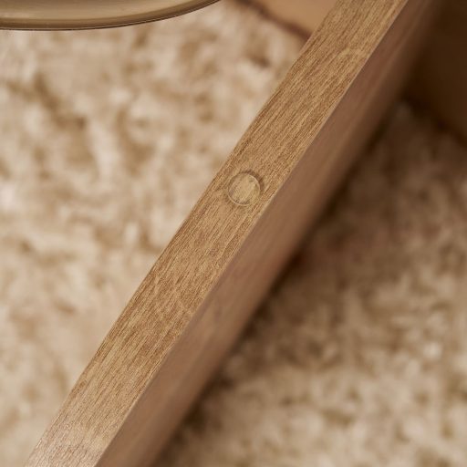 Okrągły Stół Kawowy z Hartowanym Szkłem 75x35x75cm, Dąb