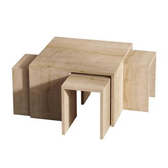 Stół kawowy z ukrytymi stolikami bocznymi, 5 części dąb