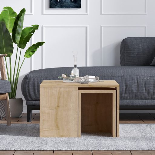 Stół kawowy z ukrytymi stolikami bocznymi, 5 części dąb