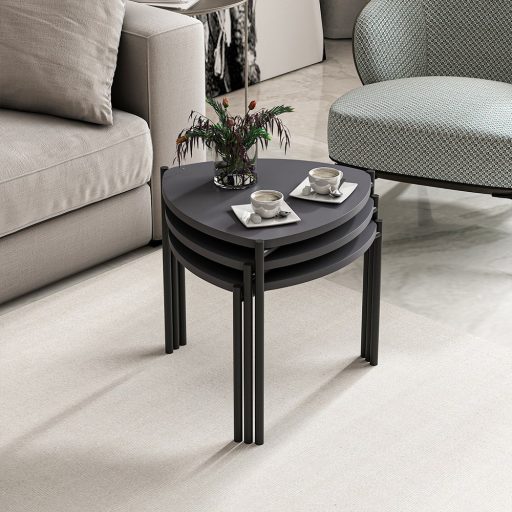 Zestaw stolików kawowych 3-częściowy, antracytowy