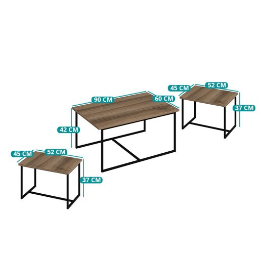 Zestaw stolików kawowych 3-częściowy, orzech