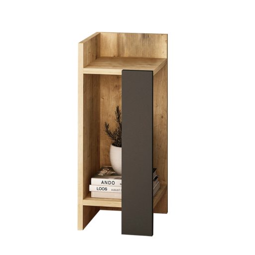 Lewy Stolik Nocny 60x25x27cm Antracyt-Dąb