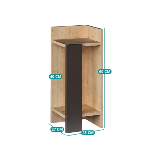 Nocna szafka po prawej stronie 60x25x27cm Antracyt-Dąb