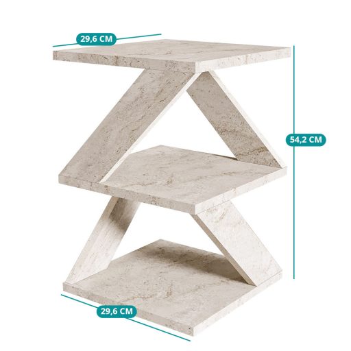 Stolik boczny dekoracyjny, 54,2x29,6x29,6cm, efekt marmuru