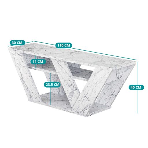 Stojak na telewizor z marmurowym wzorem 110x40x30cm