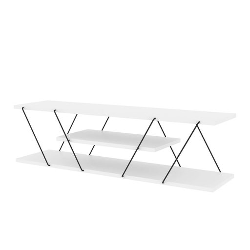 Stojak na telewizor 3-półkowy, biały