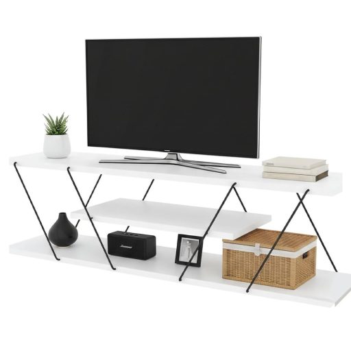 Stojak na telewizor 3-półkowy, biały