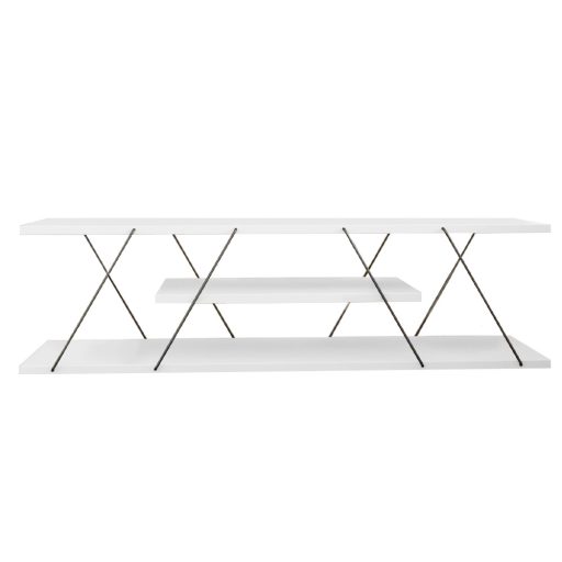 Stojak na telewizor 3-półkowy, biały