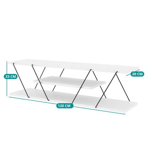 Stojak na telewizor 3-półkowy, biały
