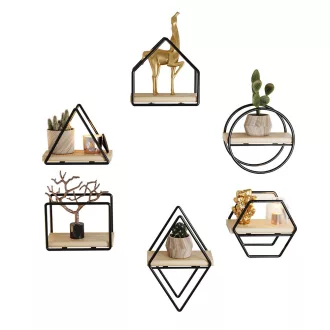 Zestaw półek ściennych 6-częściowy, czarny