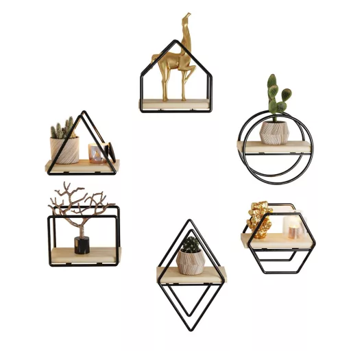 Zestaw półek ściennych 6-częściowy, czarny