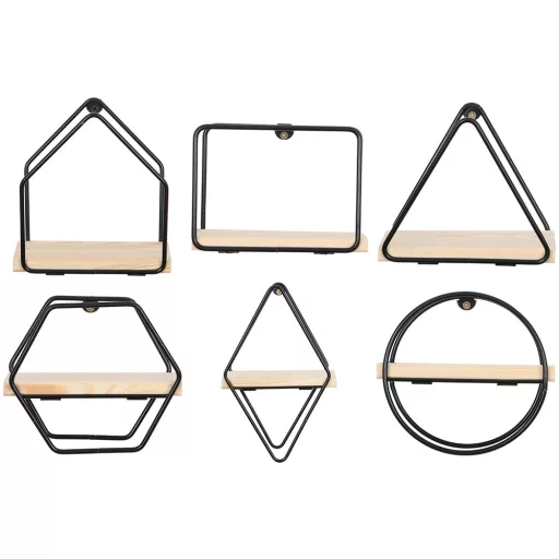 Zestaw półek ściennych 6-częściowy, czarny