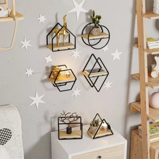 Zestaw półek ściennych 6-częściowy, czarny