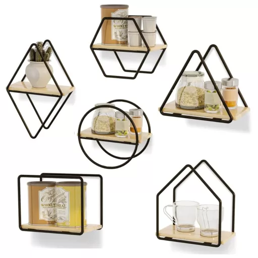 Zestaw półek ściennych 6-częściowy, czarny