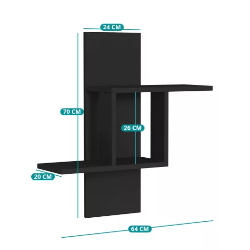 Półka ścienna 70x64x20cm, Antracytowa