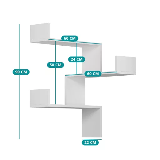 Półka narożna 60x90x60cm, Biała
