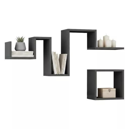 Zestaw półek ściennych 2-częściowy, antracytowy